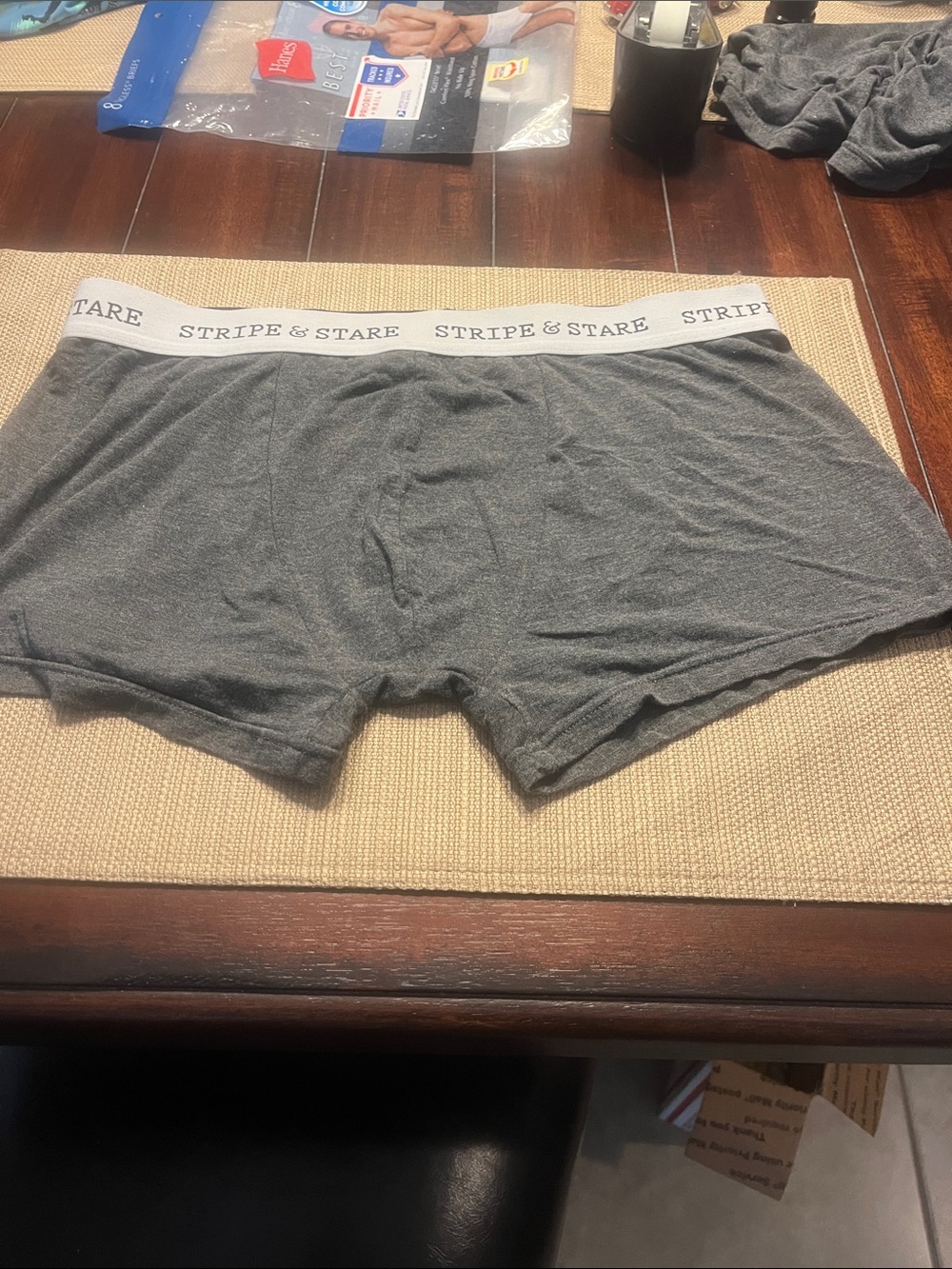 Stripe & Stare Men’s Charcoal Gray no fly pouch square cut Brief trunk medium